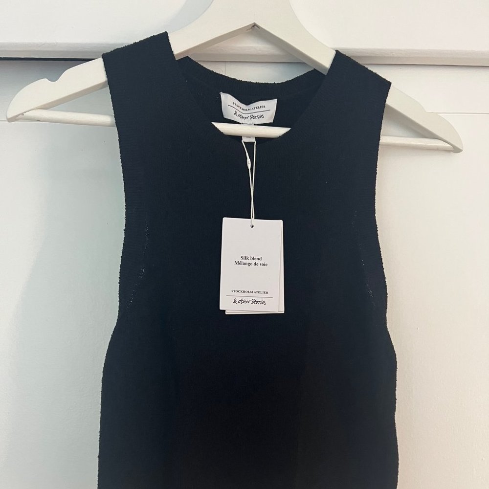 & Other Stories Silk Knit Stretchy Tank Top - Black